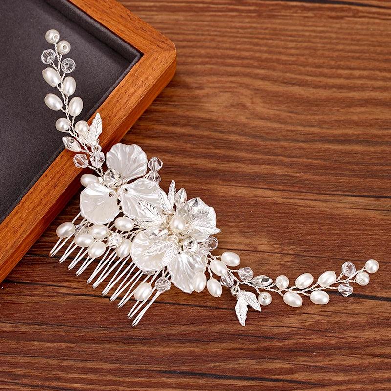 Pearl Flower Hair Comb Wedding Hair Jewelry Ladies Hair Comb Head Accessories