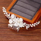 Pearl Flower Hair Comb Wedding Hair Jewelry Ladies Hair Comb Head Accessories