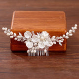 Pearl Flower Hair Comb Wedding Hair Jewelry Ladies Hair Comb Head Accessories