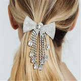 Crystal Tassel Pendant Bow Tie Hair Pins Barrettes Hair Accessories for Women