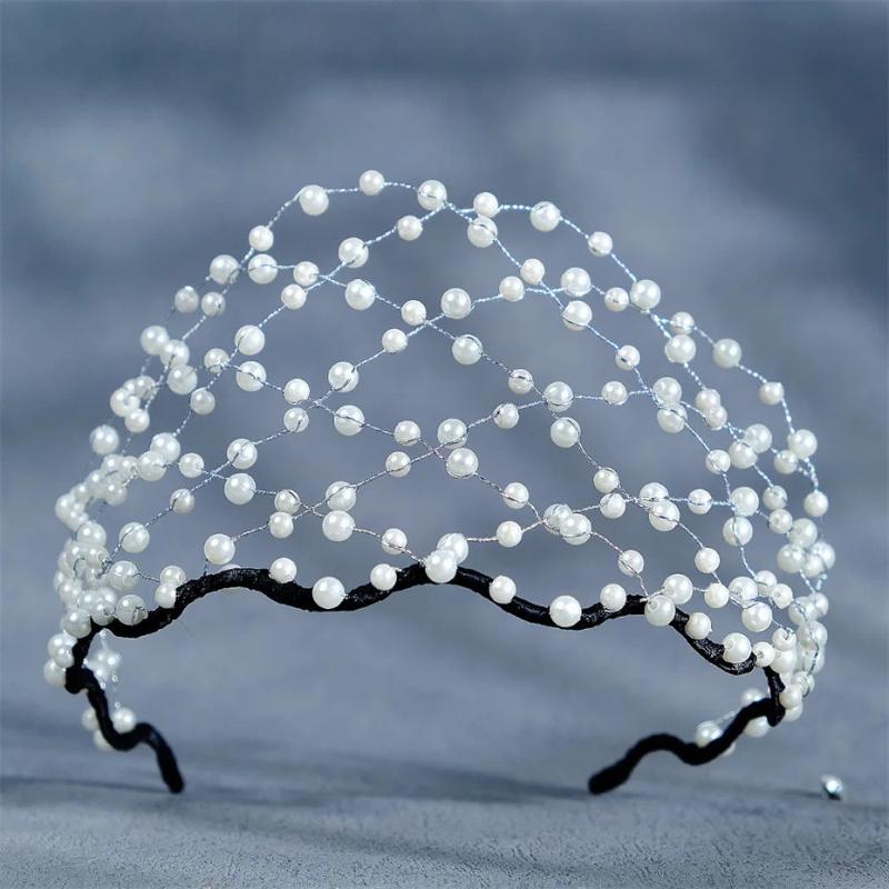 Baroque Pearl Wedding Headband for Bride Headdress Crown Tiara Hair Accessories