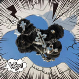 Goth Plush Bone Cross Guitar Chain Hairpin Punk Dark Hair Clip