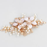 Wedding Hair Accessories Pearl Headdress Bridal Flower Hair Comb Tiara Prom