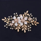 Wedding Hair Accessories Pearl Headdress Bridal Flower Hair Comb Tiara Prom