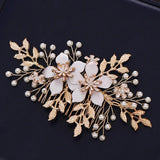 Wedding Hair Accessories Pearl Headdress Bridal Flower Hair Comb Tiara Prom