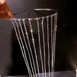 Long Rhinestone Tassel Headband Bridal Hairband Wedding Headpieces