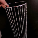 Long Rhinestone Tassel Headband Bridal Hairband Wedding Headpieces