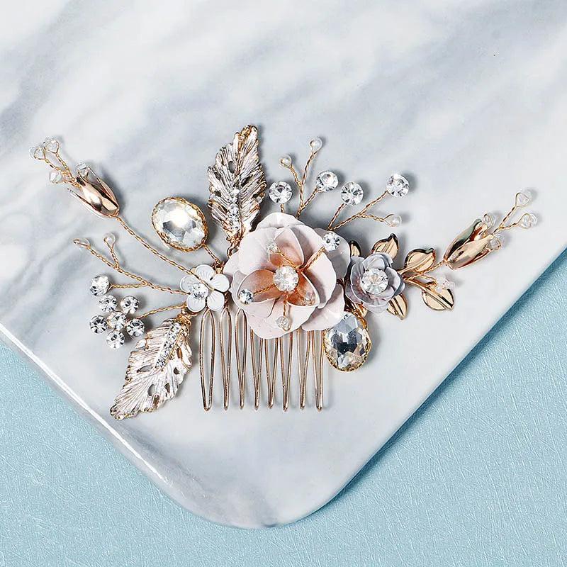 Crystal Flower Hair Comb Clips Wedding Bridal Accessory