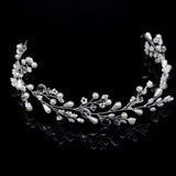 Crystal Bridal Hair Vine Wedding Headband Beads Pearls Crown Floral Jewelry