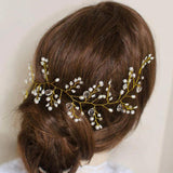 Crystal Bridal Hair Vine Wedding Headband Beads Pearls Crown Floral Jewelry
