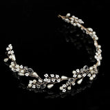 Crystal Bridal Hair Vine Wedding Headband Beads Pearls Crown Floral Jewelry