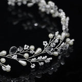 Crystal Bridal Hair Vine Wedding Headband Beads Pearls Crown Floral Jewelry