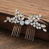 Alloy Crystal Rhinestones Pearls Flower Bridal Hair Comb Wedding