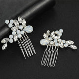 Alloy Crystal Rhinestones Pearls Flower Bridal Hair Comb Wedding