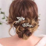 Alloy Crystal Rhinestones Pearls Flower Bridal Hair Comb Wedding
