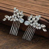 Alloy Crystal Rhinestones Pearls Flower Bridal Hair Comb Wedding