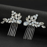 Alloy Crystal Rhinestones Pearls Flower Bridal Hair Comb Wedding