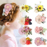 3Pcs Baby Flower Hairclips Girl Kids Sweet Pearl hairpins Headwear