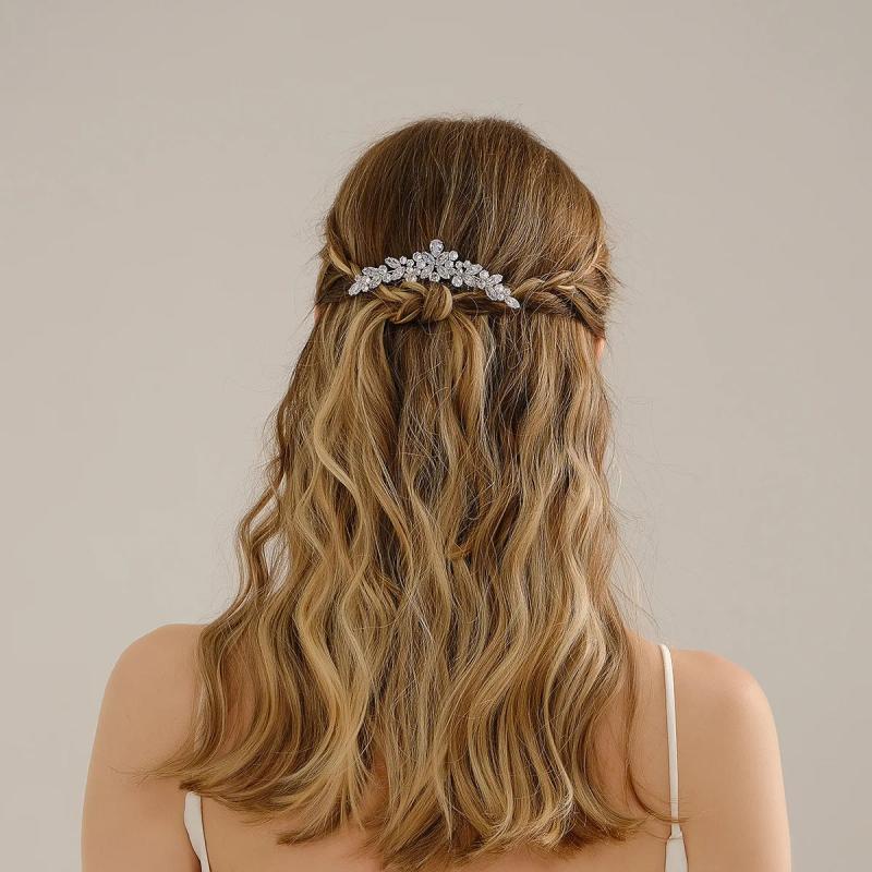 Clear Cubic Zircon Wedding Hair Comb Bridal CZ Headpiece
