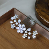 Clear Cubic Zircon Wedding Hair Comb Bridal CZ Headpiece