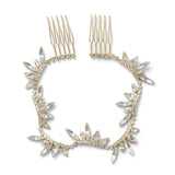 Crystal Leaf Hair Vine Tiara Y2k Wedding Rhinestone Hair Comb