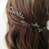 Crystal Leaf Hair Vine Tiara Y2k Wedding Rhinestone Hair Comb