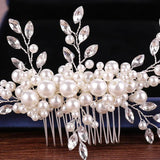 Bridal Rhinestone Pearl Hair Comb Wedding Headband