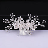 Silver Flower Pearl Bridal Hair Combs Wedding Accessory Headpiece