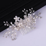 Silver Flower Pearl Bridal Hair Combs Wedding Accessory Headpiece