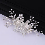 Silver Flower Pearl Bridal Hair Combs Wedding Accessory Headpiece