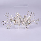 Silver Flower Pearl Bridal Hair Combs Wedding Accessory Headpiece