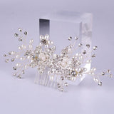Silver Flower Pearl Bridal Hair Combs Wedding Accessory Headpiece