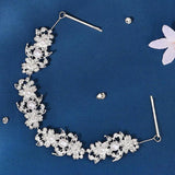 Flower Rhinestone Headband for Women Pearl Briadl Wedding Hair Accessories