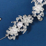 Flower Rhinestone Headband for Women Pearl Briadl Wedding Hair Accessories