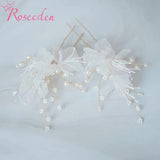 Silk Yarn Flower Pearls Hair Sticks Wedding Hair Pins Clips