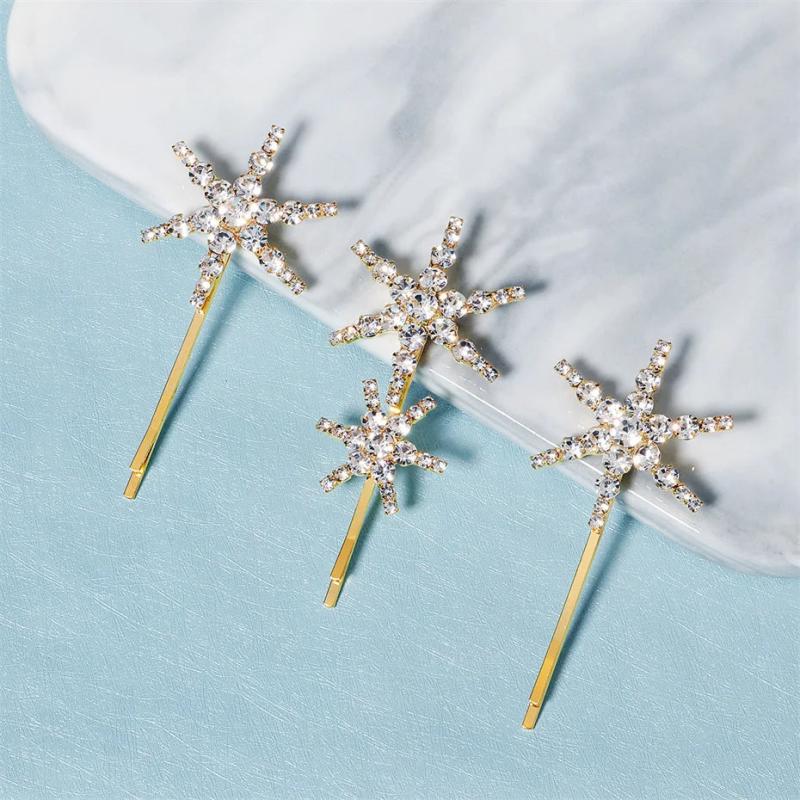 Efily Star Rhinestone Hair Clips 3Pcs/Lot Bridal Headpiece Jewelry