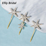 Efily Star Rhinestone Hair Clips 3Pcs/Lot Bridal Headpiece Jewelry