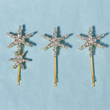 Efily Star Rhinestone Hair Clips 3Pcs/Lot Bridal Headpiece Jewelry