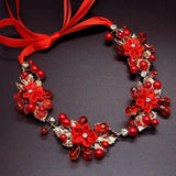 Crystal Wedding Headpiece Red Flower Headband