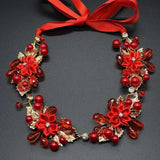 Crystal Wedding Headpiece Red Flower Headband