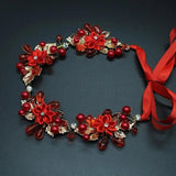 Crystal Wedding Headpiece Red Flower Headband