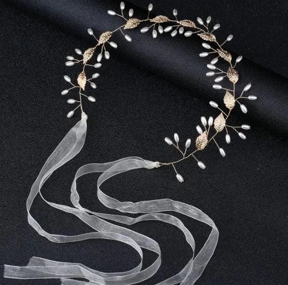 Greek Goddess Bridal Metal Hair Accessories Pearl Headband