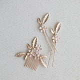 Alloy Flower Rhinestones Pearls Bridal Hair Comb Hair Pin Stickers