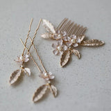 Alloy Flower Rhinestones Pearls Bridal Hair Comb Hair Pin Stickers