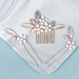 Alloy Flower Rhinestones Pearls Bridal Hair Comb Hair Pin Stickers