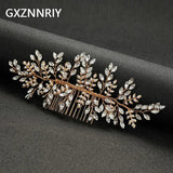 Crystal Leaf Hair Combs Clips Jewelry for Women - Bridal Wedding Accessories