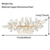 Crystal Leaf Hair Combs Clips Jewelry for Women - Bridal Wedding Accessories