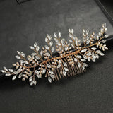 Crystal Leaf Hair Combs Clips Jewelry for Women - Bridal Wedding Accessories