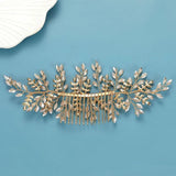 Crystal Leaf Hair Combs Clips Jewelry for Women - Bridal Wedding Accessories