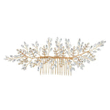 Crystal Leaf Hair Combs Clips Jewelry for Women - Bridal Wedding Accessories